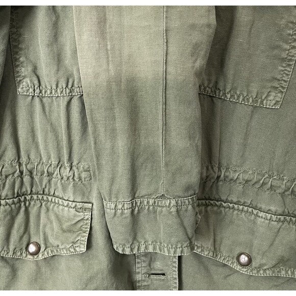 GAP Linen Utility Jacket Womens M Military Green Casual Drawstring Snap Coat - Picture 7 of 16